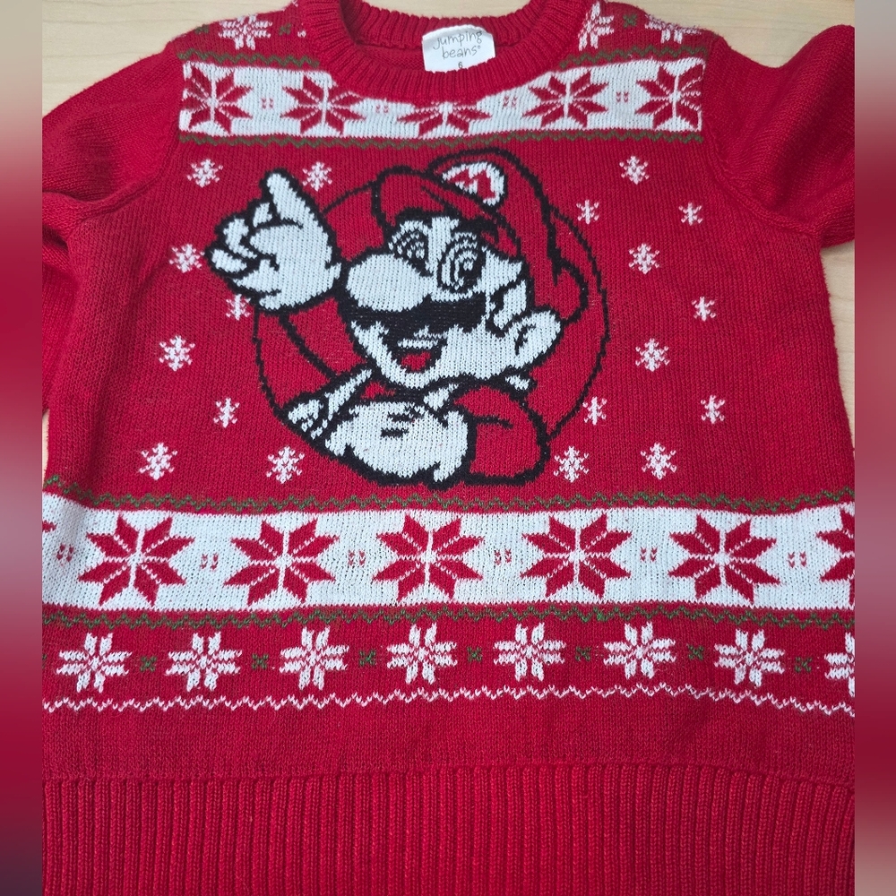 Jumping Beans: Mario (Super Mario Bros) Christmas Knitted Sweater Kids Size 6